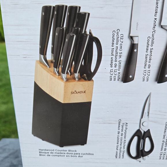 NIB Skandia 10 Piece Cutlery Set With Block Full Tang Double-Riveted - Picture 6 of 13